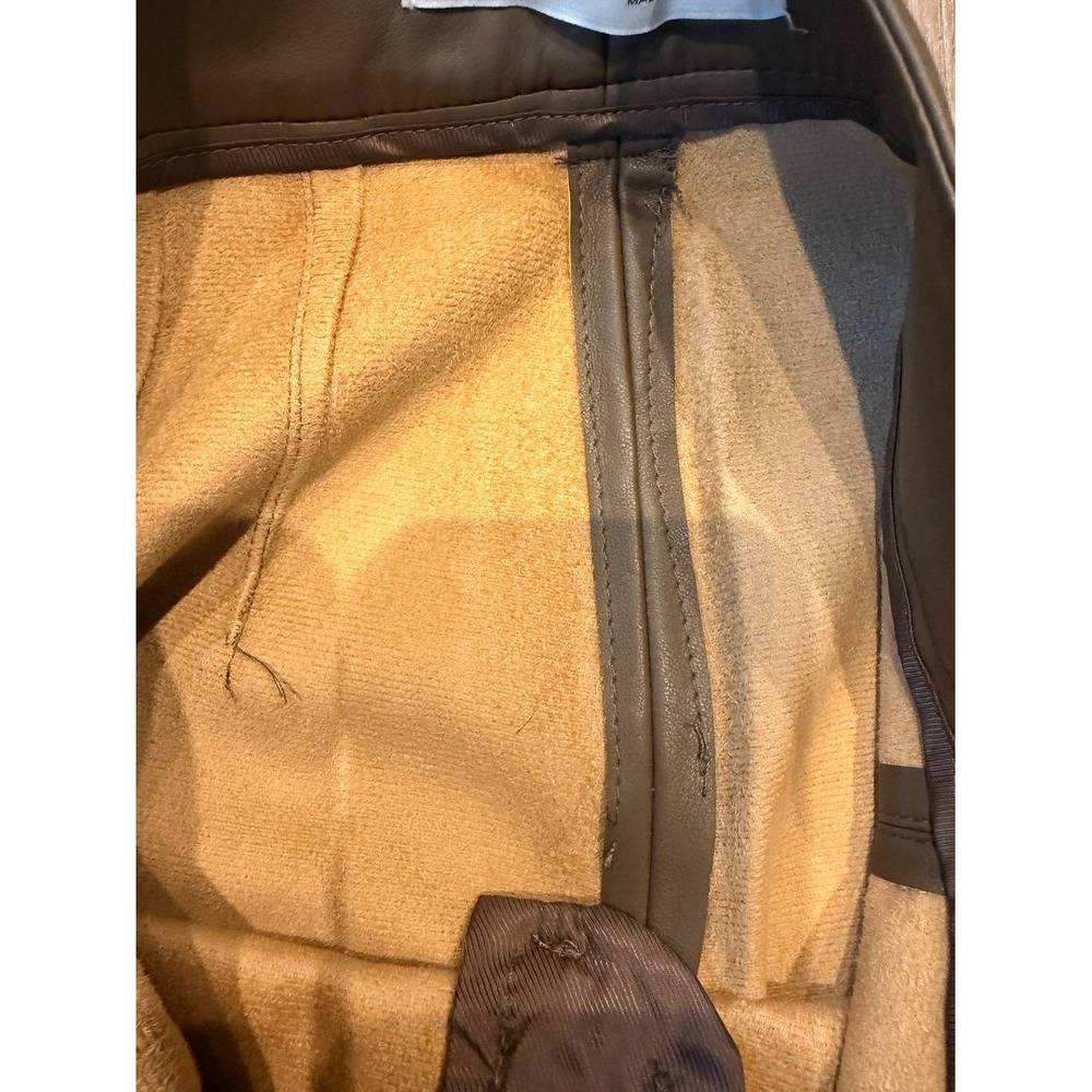 Women's ZARA Olive Faux Leather Trousers XS Sleek Modern Edgy Minimalist Urban - Picture 9 of 10